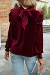 Velvet Puffed Sleeve Blouse - Whatever You Like Shop