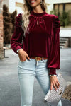 Velvet Puffed Sleeve Blouse - Whatever You Like Shop