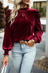 Velvet Puffed Sleeve Blouse - Whatever You Like Shop