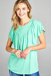 Women's Solid Ruffle Detail Casual Top - Whatever You Like Shop