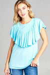 Women's Solid Ruffle Detail Casual Top - Whatever You Like Shop