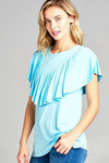 Women's Solid Ruffle Detail Casual Top - Whatever You Like Shop