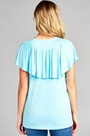 Women's Solid Ruffle Detail Casual Top - Whatever You Like Shop