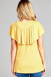 Women's Solid Ruffle Detail Casual Top - Whatever You Like Shop