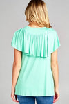 Women's Solid Ruffle Detail Casual Top - Whatever You Like Shop