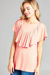 Women's Solid Ruffle Detail Casual Top - Whatever You Like Shop