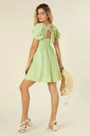 Women’s Tie back summer dress with puff sleeves - Whatever You Like Shop