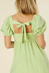 Women’s Tie back summer dress with puff sleeves - Whatever You Like Shop