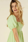 Women’s Tie back summer dress with puff sleeves - Whatever You Like Shop