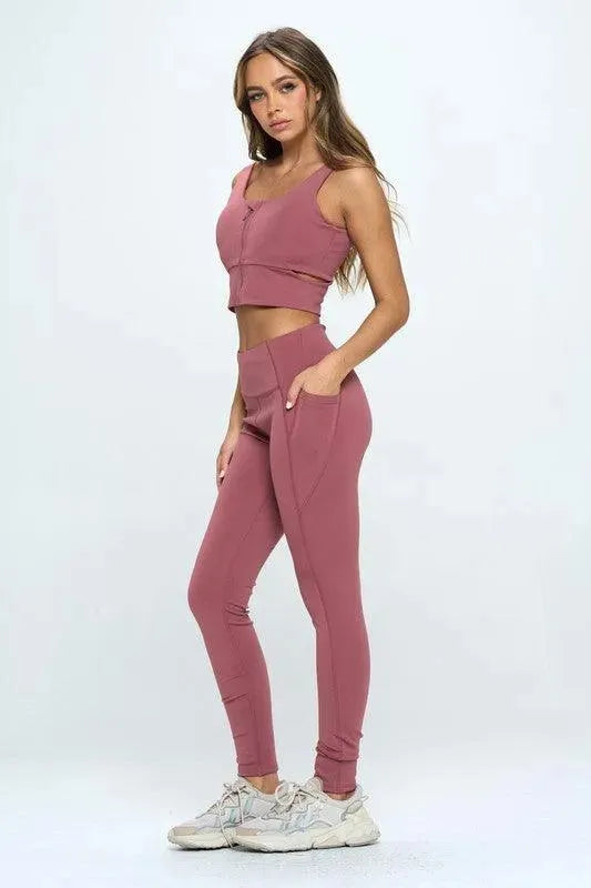 Zip Up Crop Sports Tank Top Set - Whatever You Like Shop